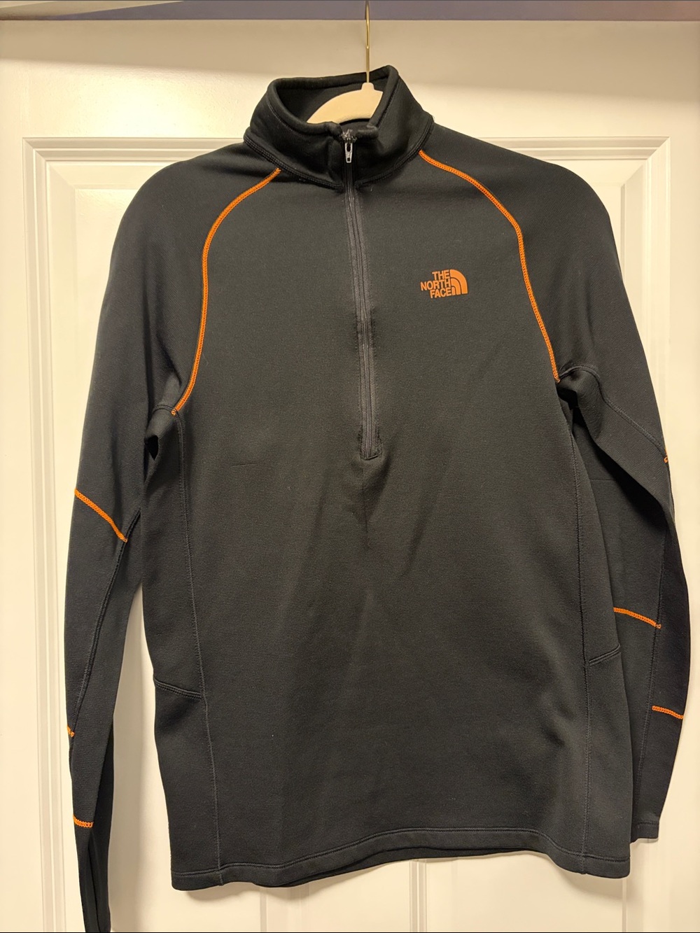 The North Face Black Quarter-Zip Pullover with Orange Piping